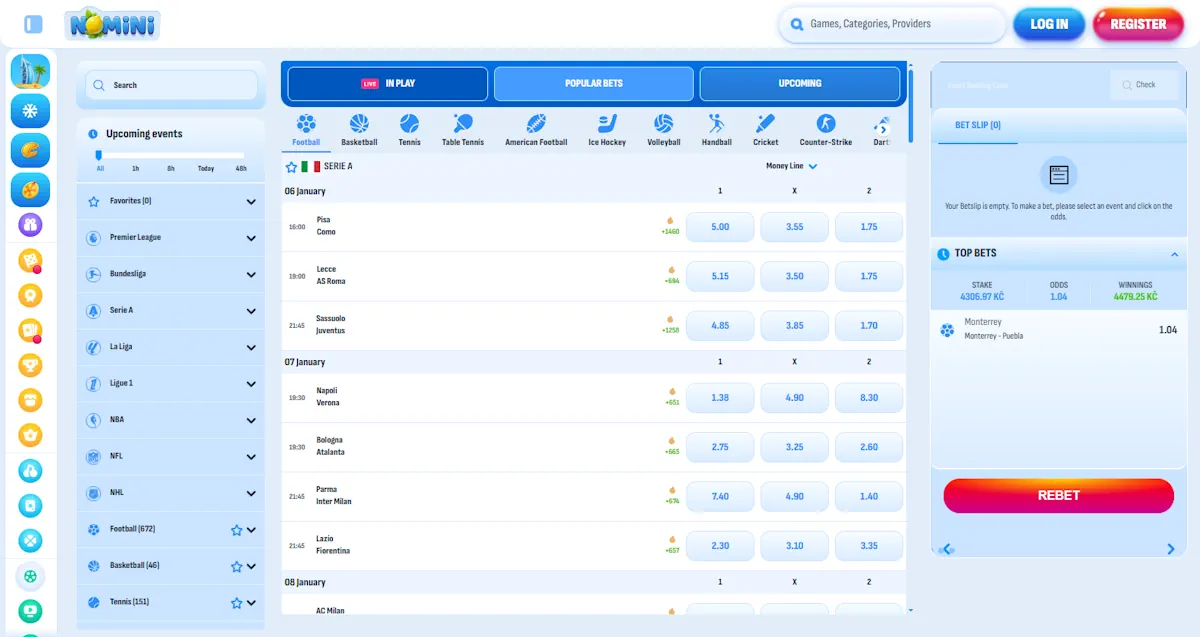 Nomini Football Betting Screenshot